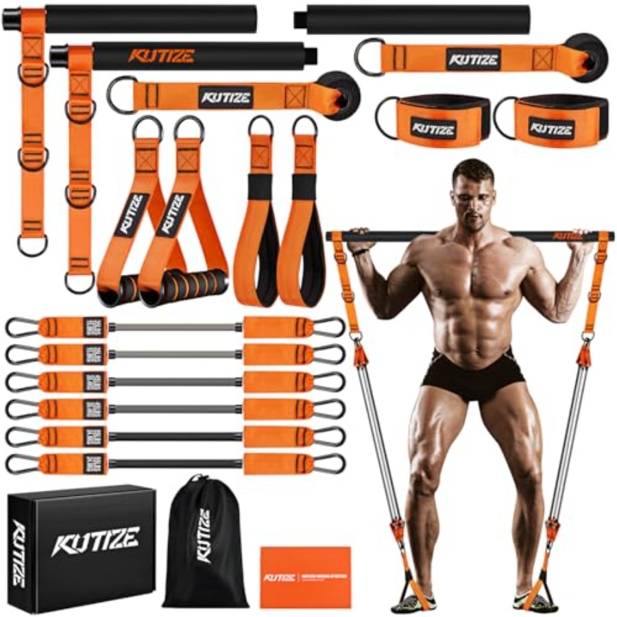 Pilates & Yoga Unleashed International Academy - Pilates Bar Kit with Resistance Bands,