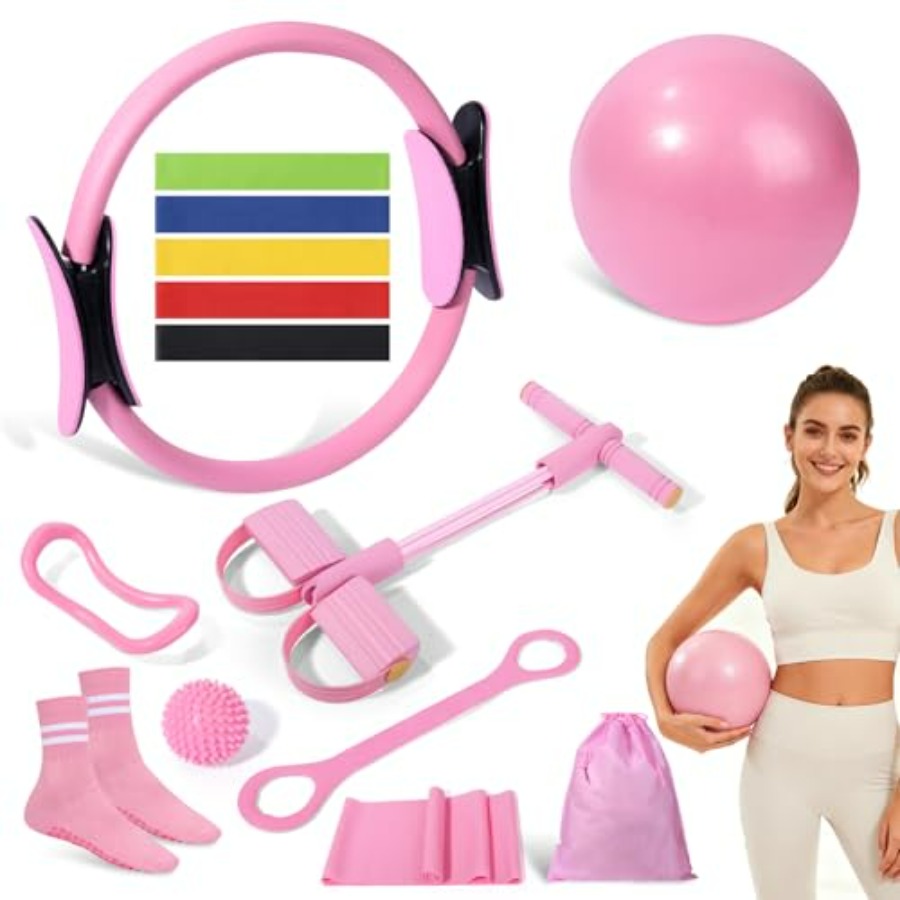 Pilates Yoga Resistance Ring - Pilates Kit 14 Pcs, Pilates Essentials