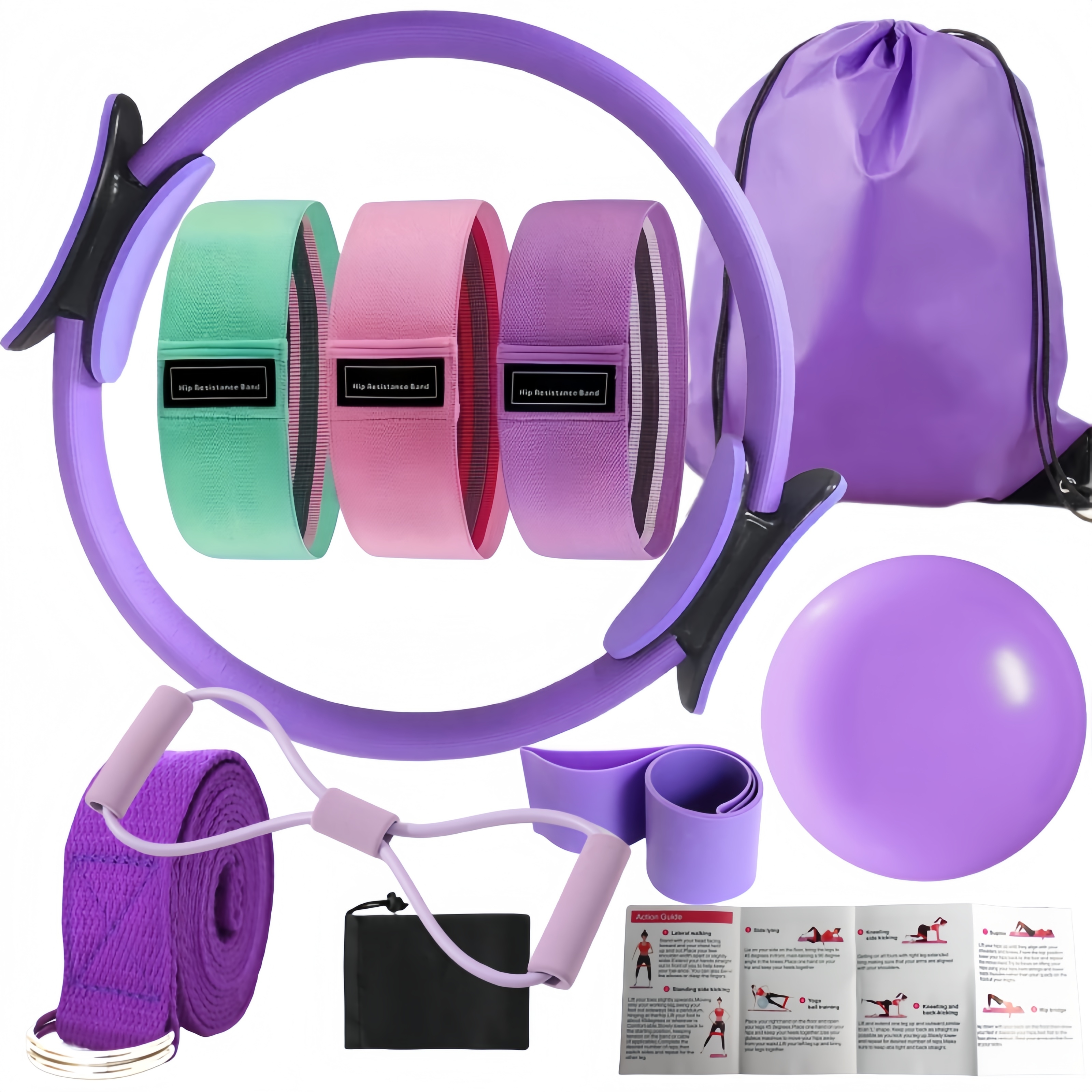 Pilates Ball Mini - 10-Piece Pilates Loops Yoga Kit, Stretch